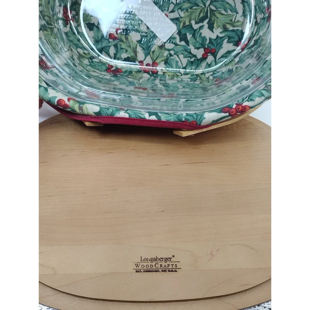 2004 Longaberger Christmas Get-Together Basket holly Liner Protecto